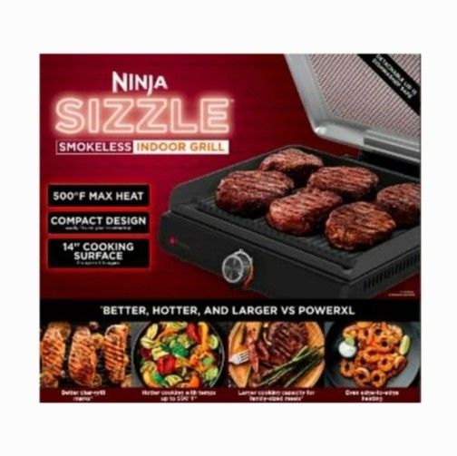 NINJA Sizzle Smokeless Indoor Grill with Nonstick Grill Plate (Model: GR100)