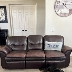 Brown Reclining Leather Sofa