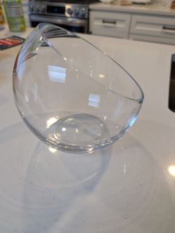 Medium Clear Glass Angled Bowl