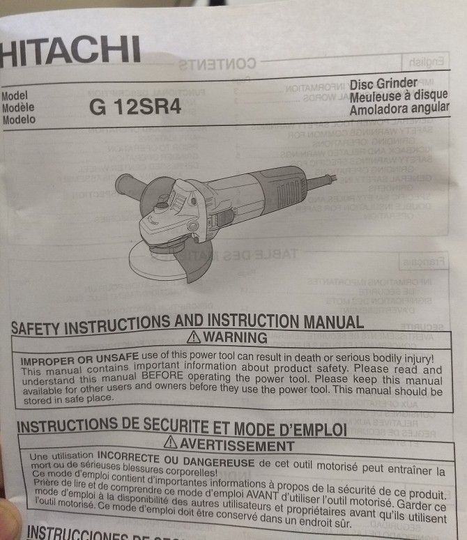 Hitachi Angle Grinder 4 1/2" 6.4 Amp With Box