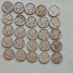 25 Mercury Silver Dimes – 90% Silver – $150
Pre-1965 silver. $150 for all. Cash only.