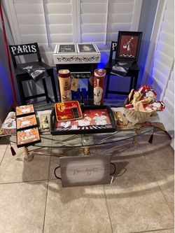 Huge Bistro Moving Sale: 2 Bar Stools, Table, Statues & 15+ Chef Decors