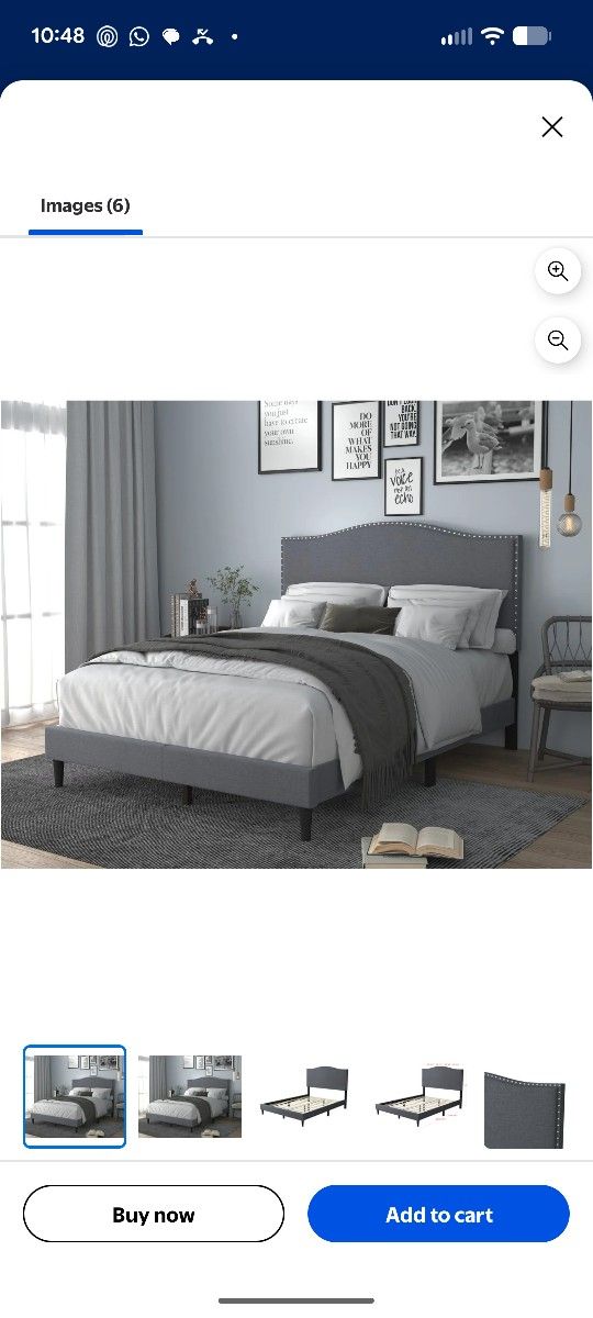 Kennedy Grey Upholstered Bed (No Mattress)