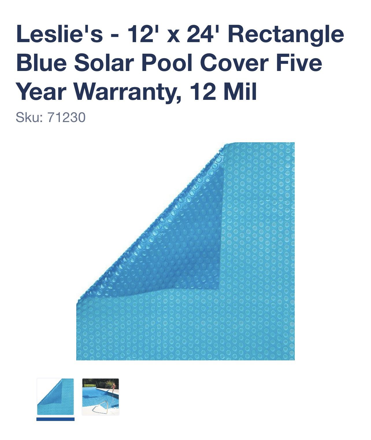Solar Pool Cover - Rectangular 12  X  24