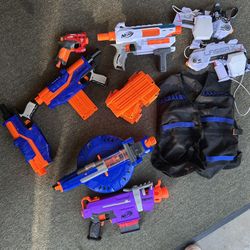Nerf Gun Bundle + Laser X Set + Mags – Full Lot