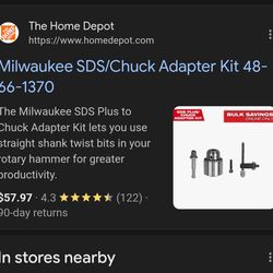 Milwaukee chuck adapter kit (new)