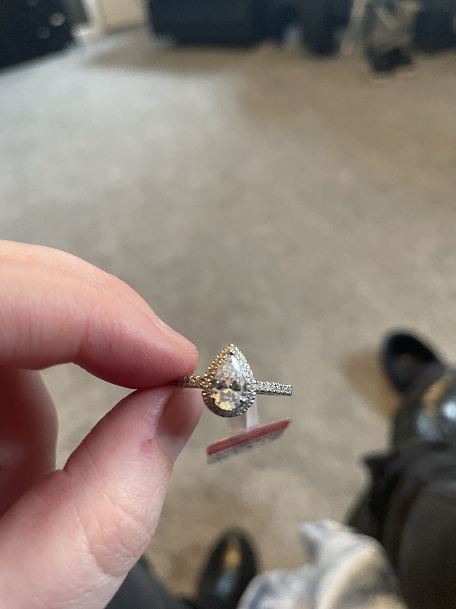 NEW Size 9 10k White Gold Engagement Ring With 14k Gold Pendant For Necklace 