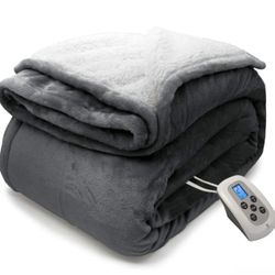 Electric Blanket MicroPlush Sherpa and Reversible Flannel Washable Comfortable 