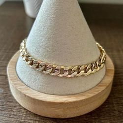 14k Gold Plated Diamond Cut Cuban Chain Braclet