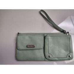 Relic Sage Green Faux Leather Wristlet Clutch Wallet with Exterior Pockets