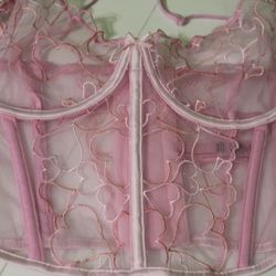 Skims Embroidered Tulle Cropped Corset