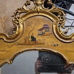 Vintage Mid Century Chinoiserie Gold Gilt Mirror