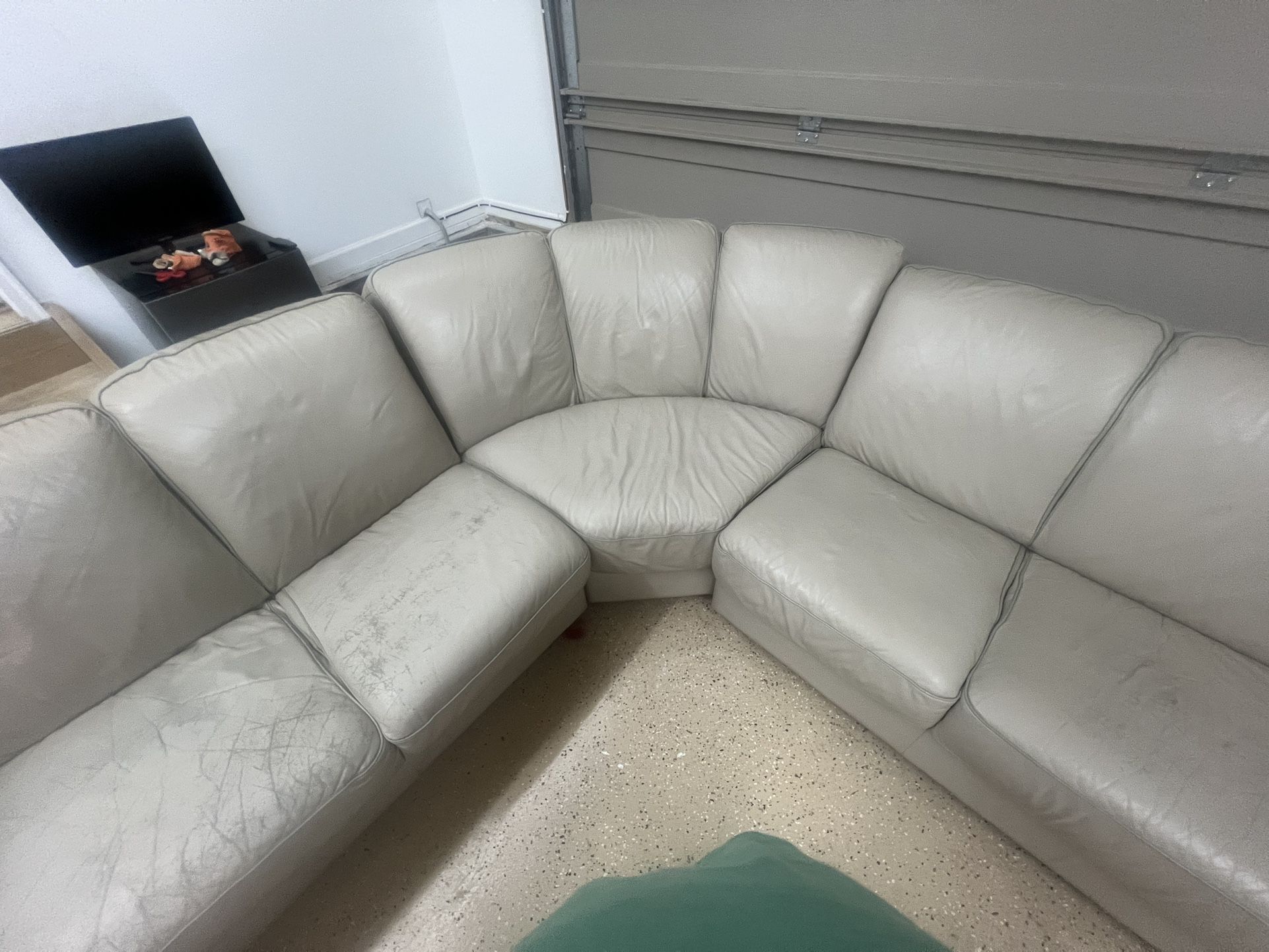 Light Grey Sectional Leather Couch