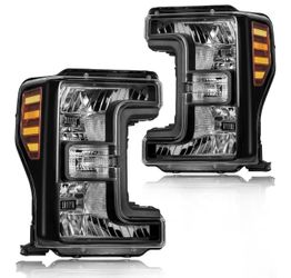 Headlight Assembly for 2017-2019 Ford F250 F350 F450 F550 Super Duty (Fits Models with Halogen Headlights Only) Left & Right Side Replacement Black Ho