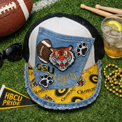 Custom Grambling State Tigers HBCU Denim Trucker Hat