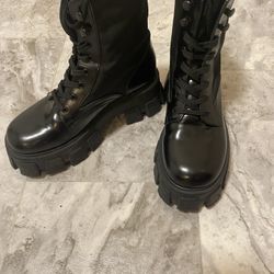 Marc Fisher Happy Chunky Heel Combat Boots Size 6