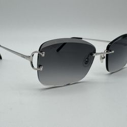 CARTIER C DECOR BIG C SILVER GREY SPECIAL CUT SUNGLASSES NEW 100% GENUINE ~$1425