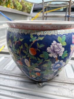 Chinese Cobalt Blue Porcelain Fishbowl Planter