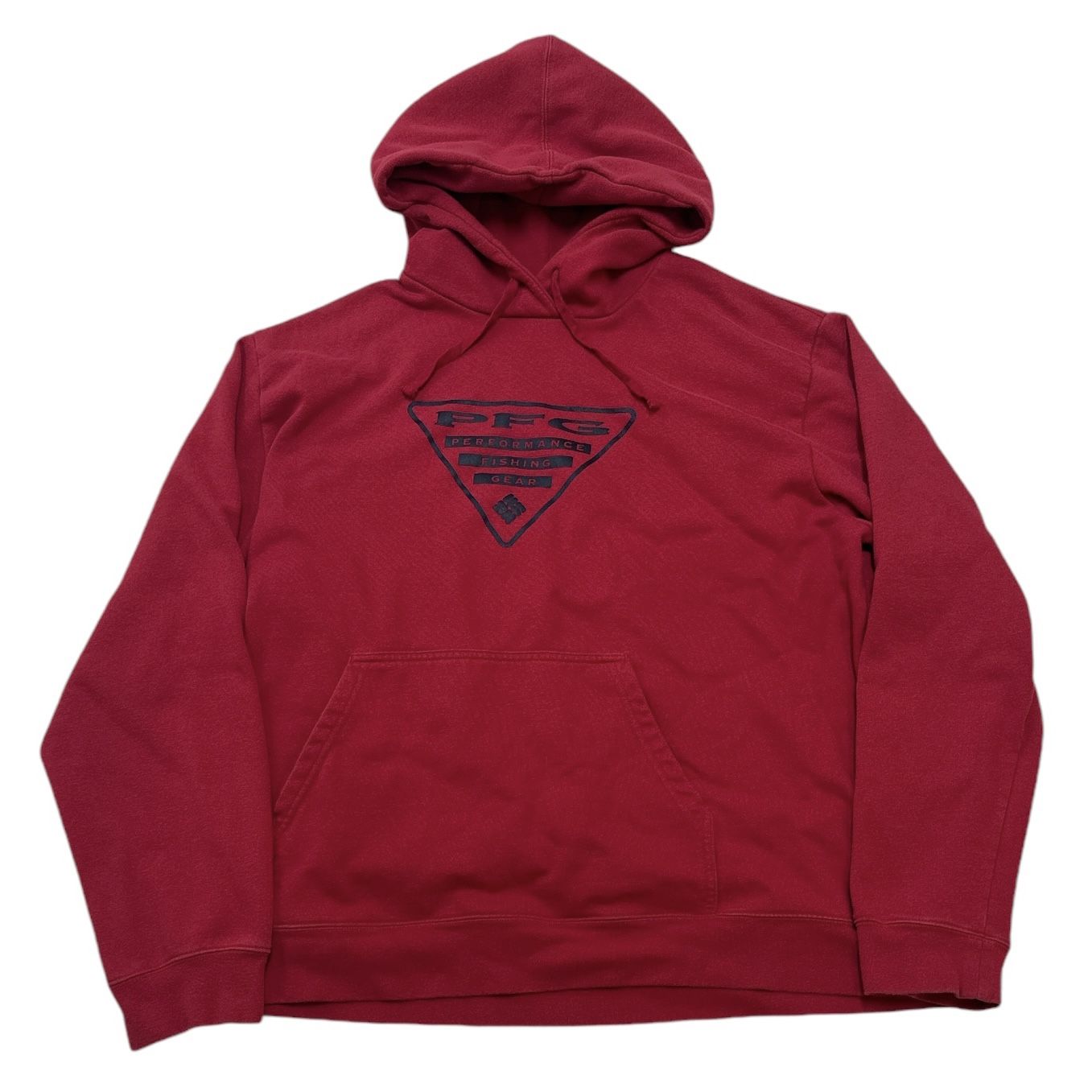 Columbia PFG Fleece Sweatshirt Men’s XXL Red Black Pullover Logo Hoodie Outdoor
