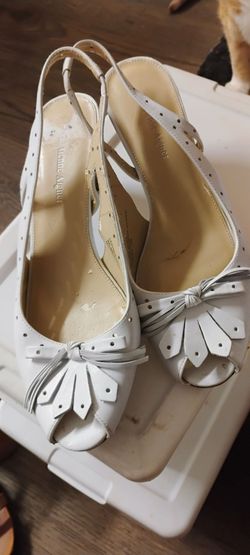 White Leather Sandals 10