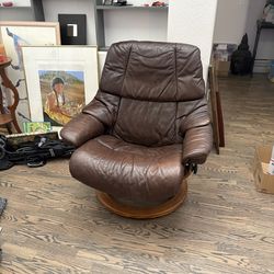 Stressless brand brown leather chair