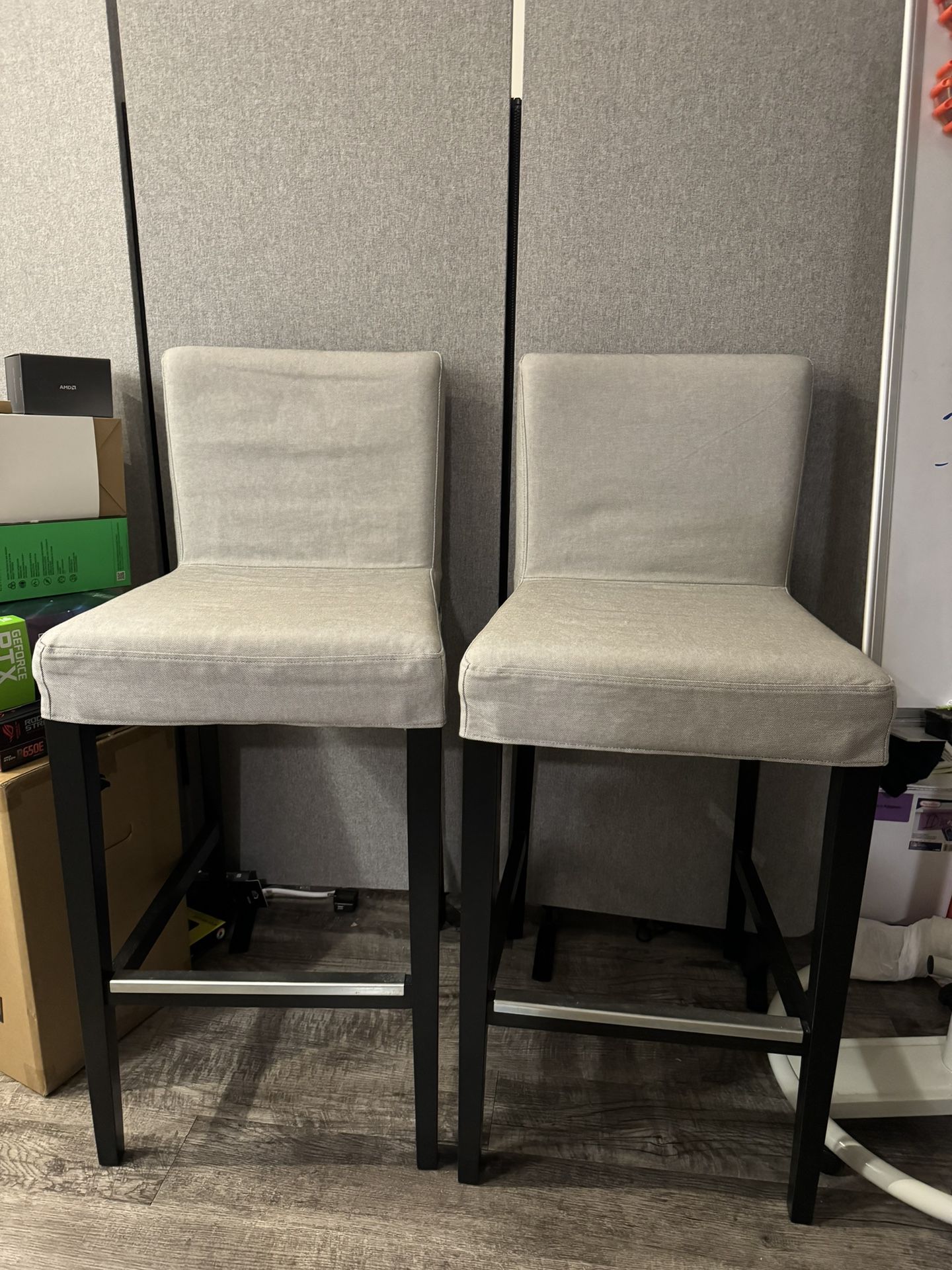 Like New- Ikea Bar stool with backrest, black/Orrsta light gray