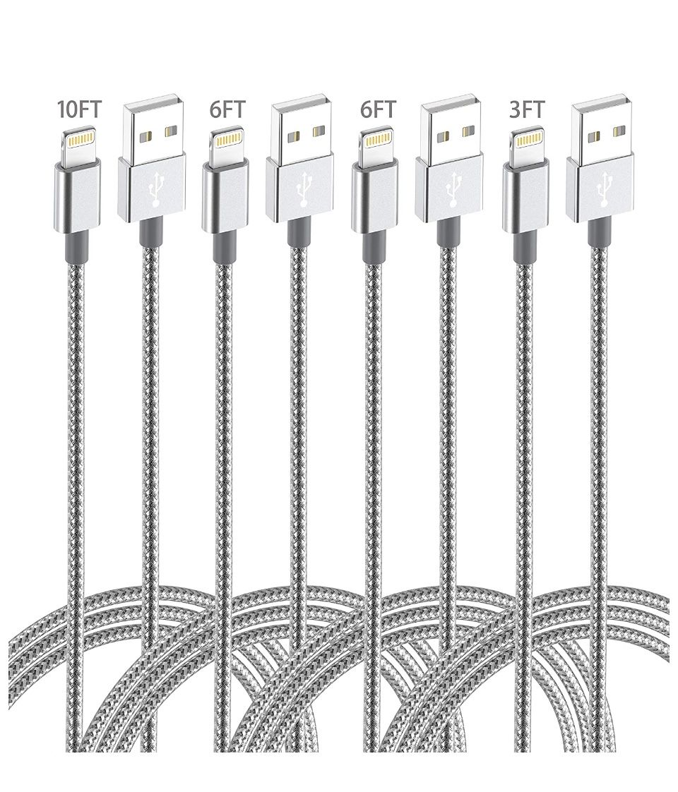 IDiSON Long Charger Cord 4Pack(10/6/6/3ft) iPhone Lightning Cable for Mfi Certified Nylon Braided Power Fast Compatible iPhone 11 Pro Max XS XR 8 Plus