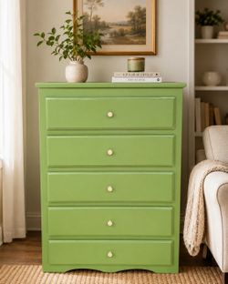 Solid Wood 5-Drawer Dresser – Modern Farmhouse Style