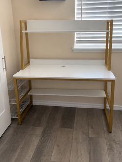 White and gold desk