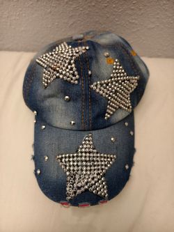 Y2K Denim Star Rhinestone Cap