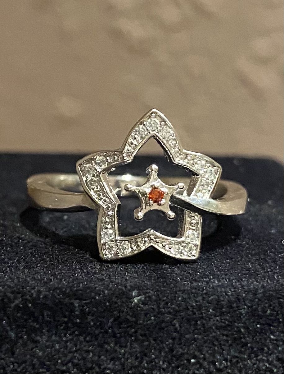 Garnet Star Ring S925 Sz 6,7,8