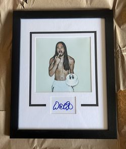 Custom Framed Steve Aoki Autographed Cut and Photo ACOA Certified
