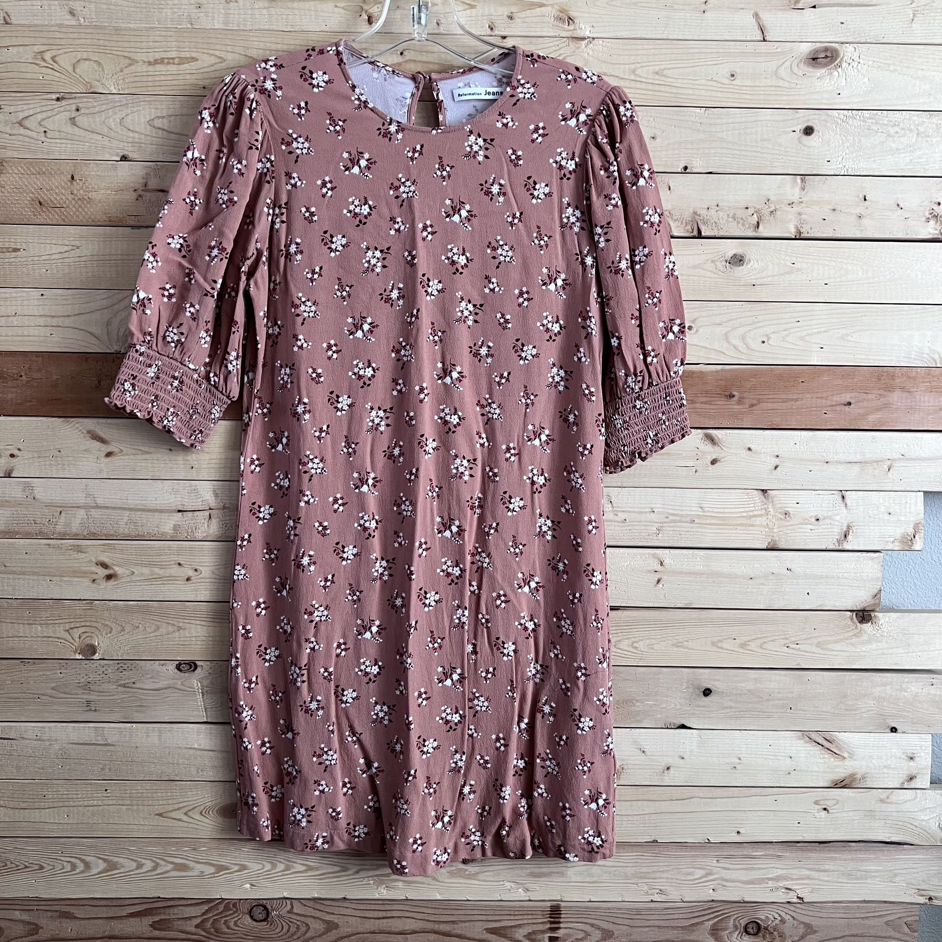 Reformation Blush Pink Lea Ina Floral Print Relaxed dress size M