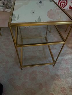 West Elm nightstand gold and mirror