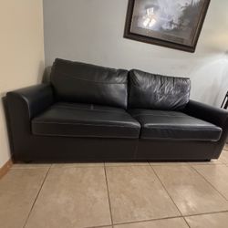 Black Leather Pullout Loveseat
