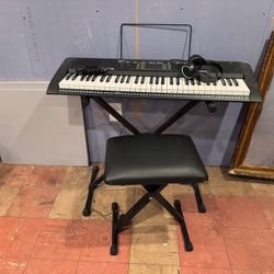 Keyboard with Bench, Stand, Microphone, Headphones and more