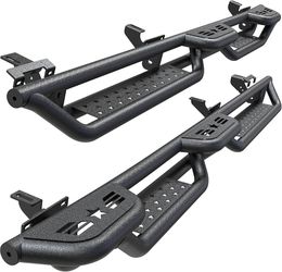 Wheel to Wheel Running Boards Compatible with 2020-2026 Jeep Gladiator JT 4 Doors, 6" Bed Access Side Step Rails Coated Black Carbon Steel Nerf Bars