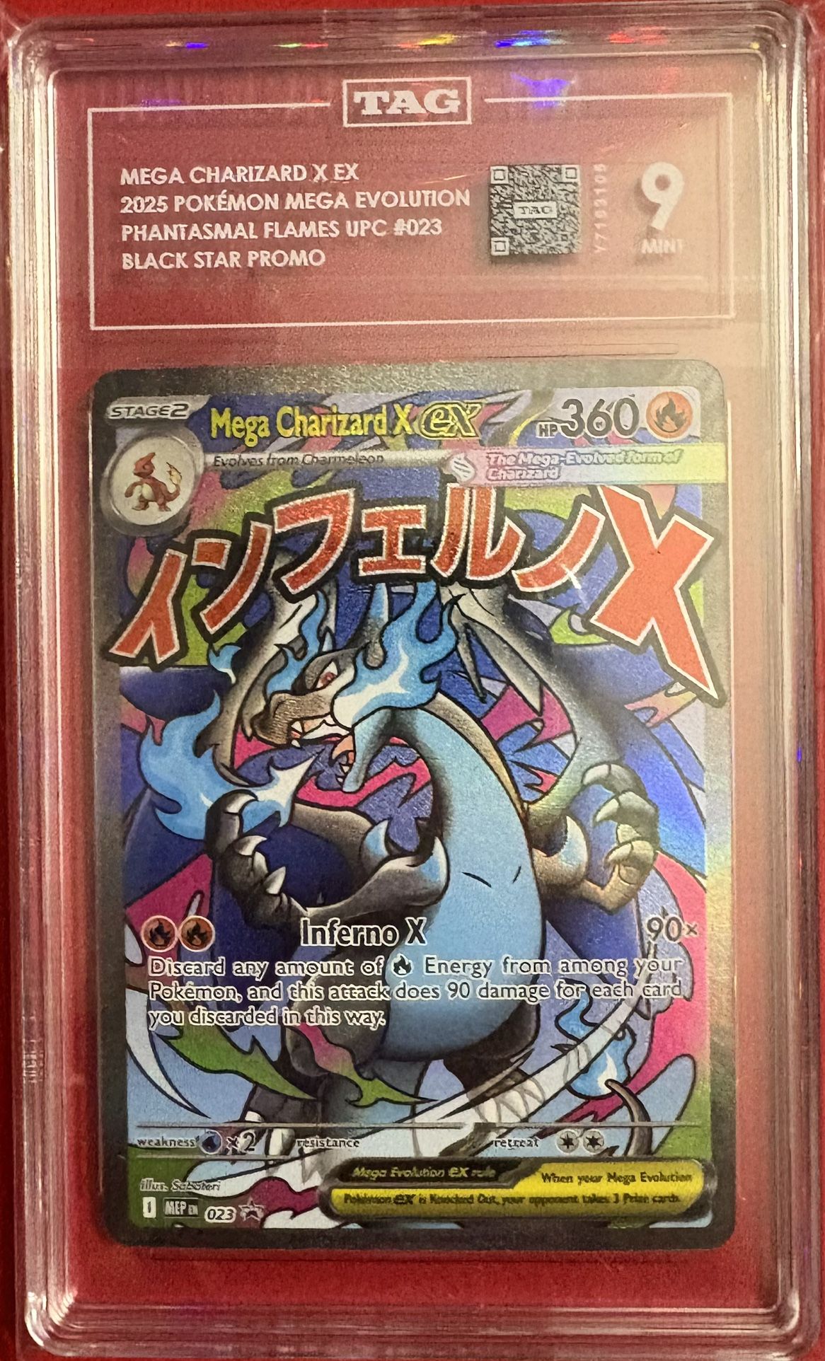 Mega Charizard X Ex 023 Me: Mega Evolution Promo Pokemon Black Star - Tag Mint 9