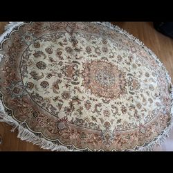 Beautiful Oval Silk Persian Tabriz Rug