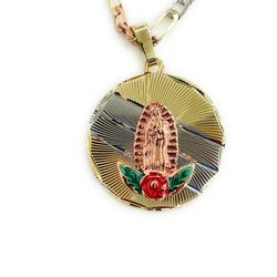Gold Plated Guadalupe Pendant With Chain