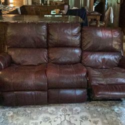 Genuine Leather Reclining Sofa And Loveseat 