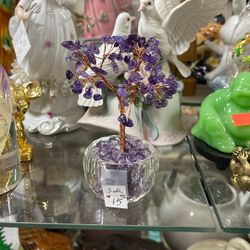 purple crystal money tree   4 and half inches tall 
