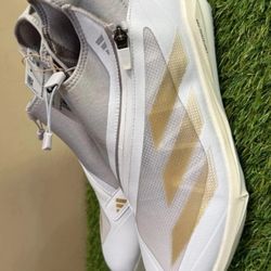 Brand New Adidas Adizero Impact Baseball Metal Cleats White Gold Grey Men Sizes 8