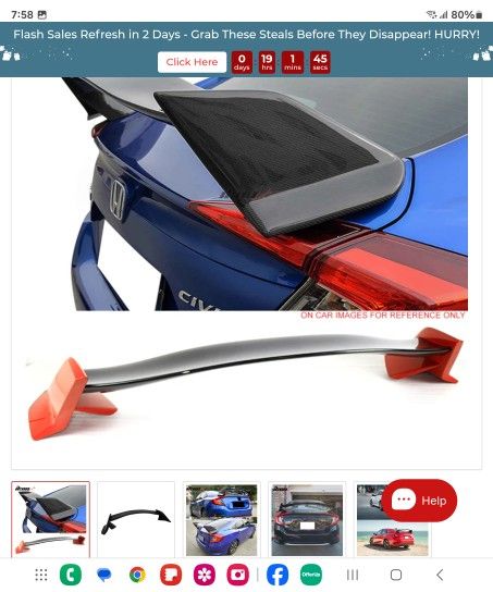 Trunk Spoiler Honda Civic 16-21 #139