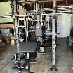 Vesta Fitness Smith Machine 1001 w/Bench Attachment | 245lb Cast Iron Olympic Weights | 7ft Olympic Bar | Fitness | Gym Equipment | FREE DELIVERY 🚚 