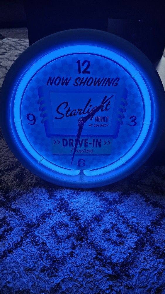 Neon clock starlight drive in very rare clock from the 50s
