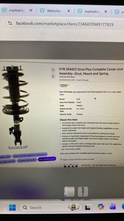 1 KYB SR4453 Strut-Plus Assembly Front Left (Driver side) Complete Strut Assembly