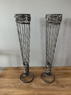 Pier 1 Pillar Candle Holders Metal