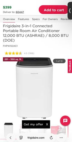 Portable Ac Frigidaire 12,000 BTU