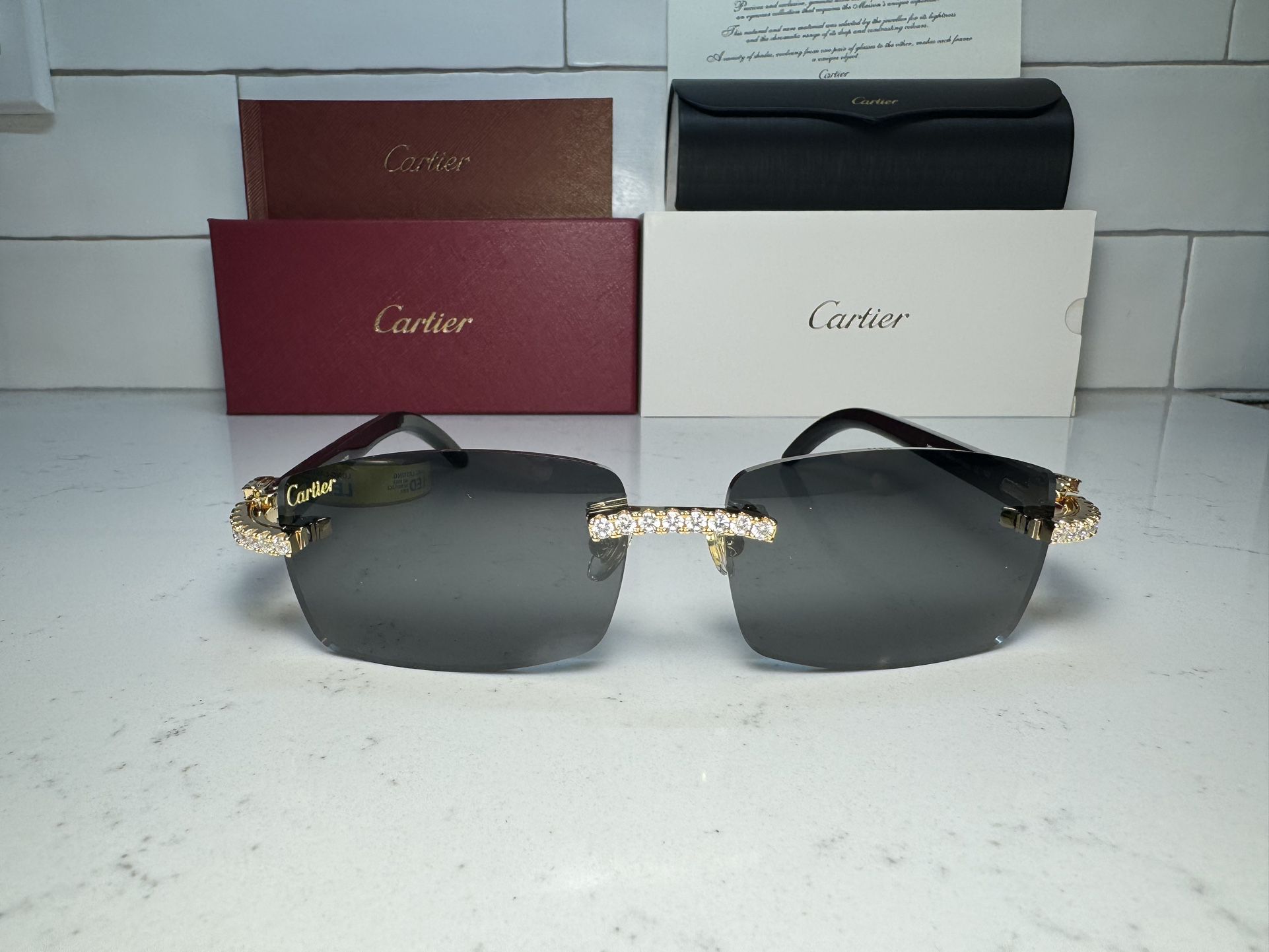 Cartier black buff Sunglasses size 56